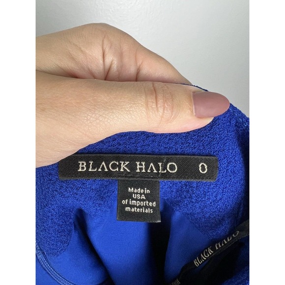 Black Halo Blue 2 Pc Mini Dress 0 Sanibel Skirt Set Pockets Crop Top Pleated - Picture 9 of 12